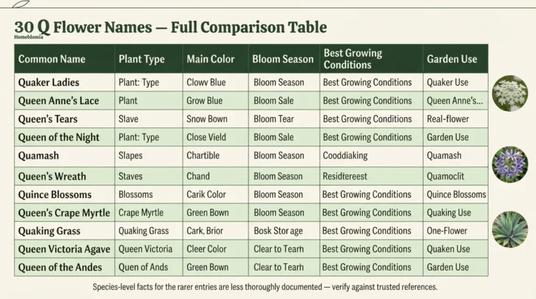30 flowers that start with q