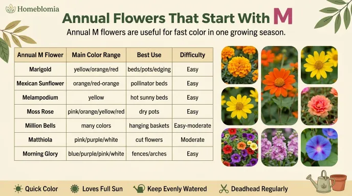 Annual Flowers That Start With M