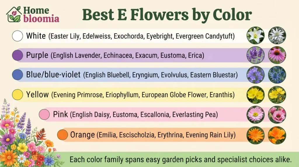 Best E Flowers by Color