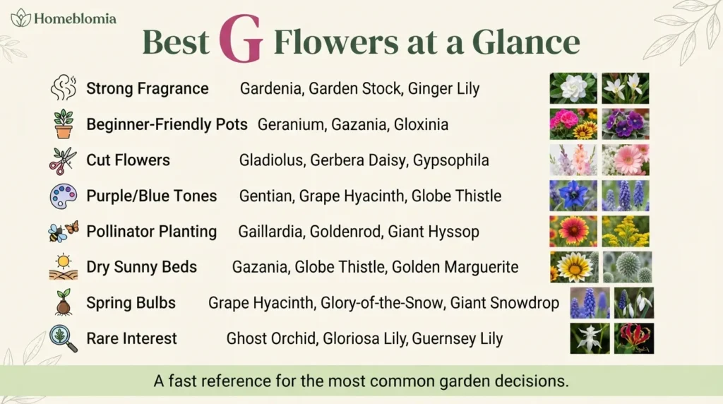 Best G Flowers at a Glance