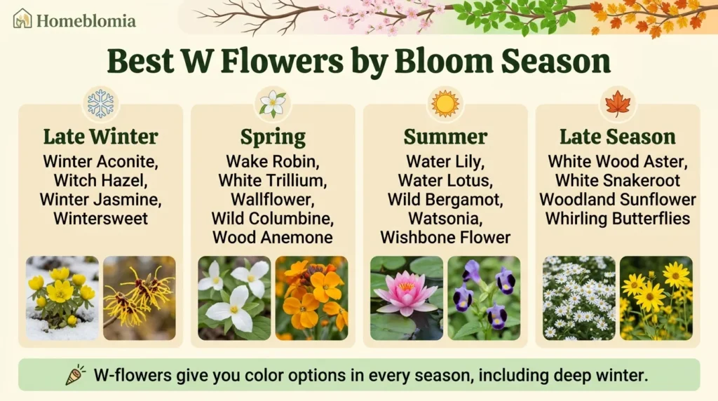 Best W Flowers by Bloom Season