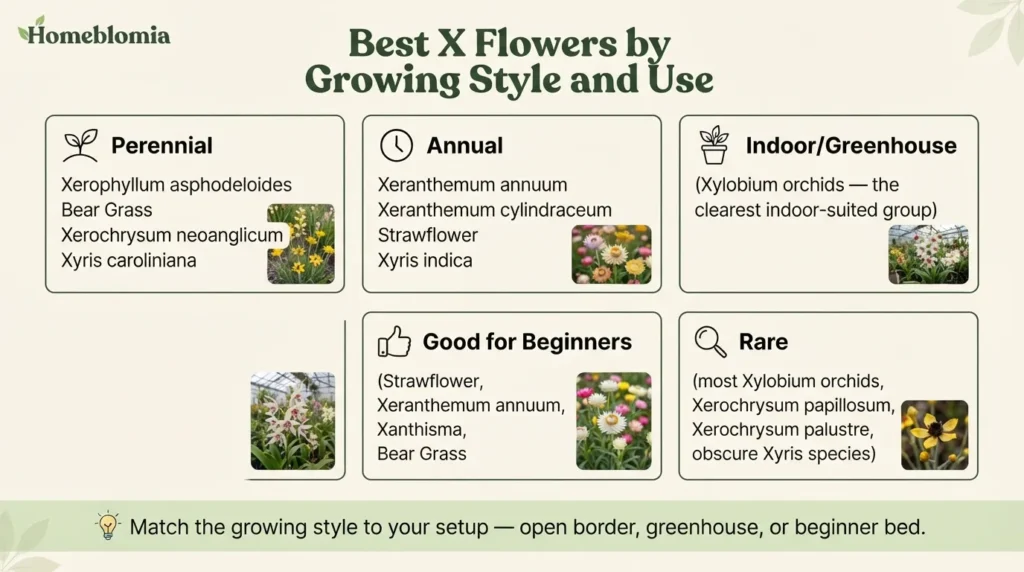 Best X Flowers by Growing Style and Use
