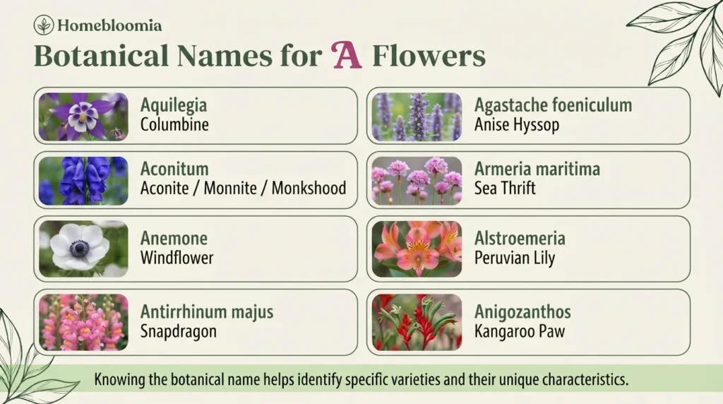 Botanical Flower Names That Start With A