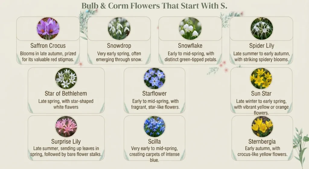 Bulb and Corm Flowers That Start With S