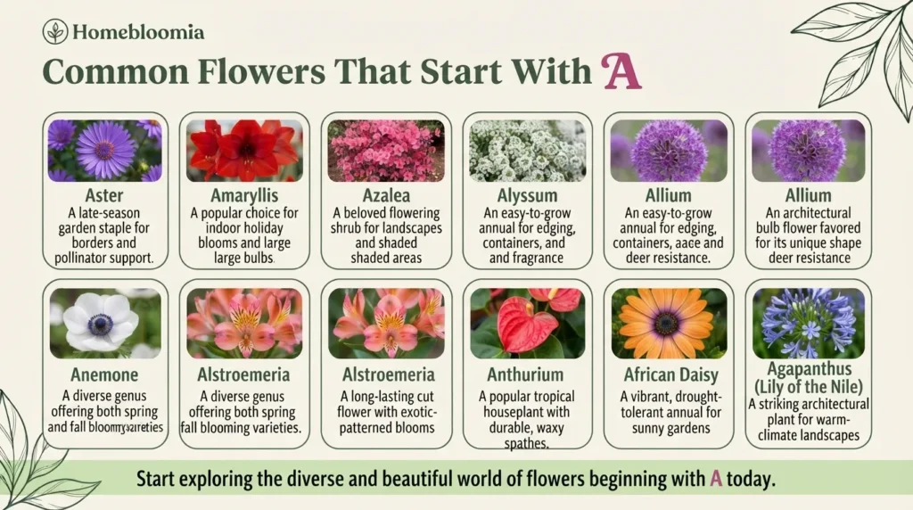 Common Flowers That Start With A