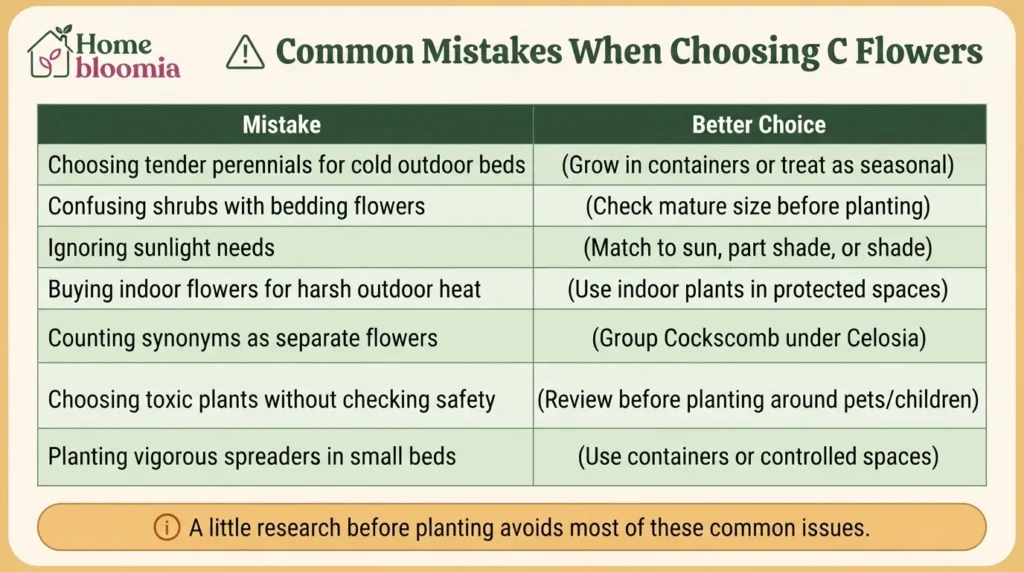 Common Mistakes When Choosing C Flowers