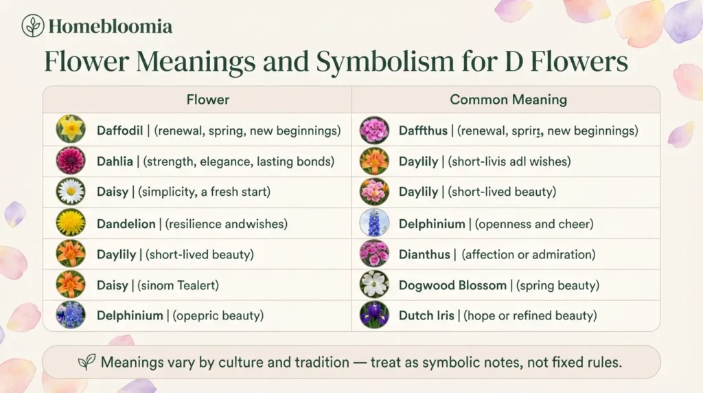 Flower Meanings and Symbolism for D Flowers