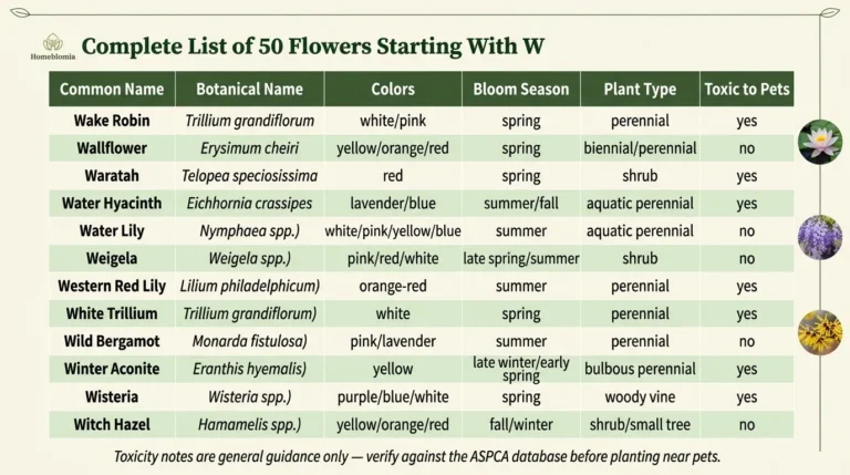 Flowers That Start With W