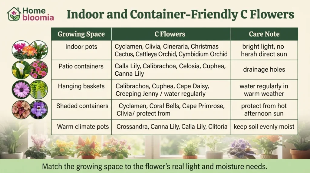 Indoor and Container-Friendly C Flowers