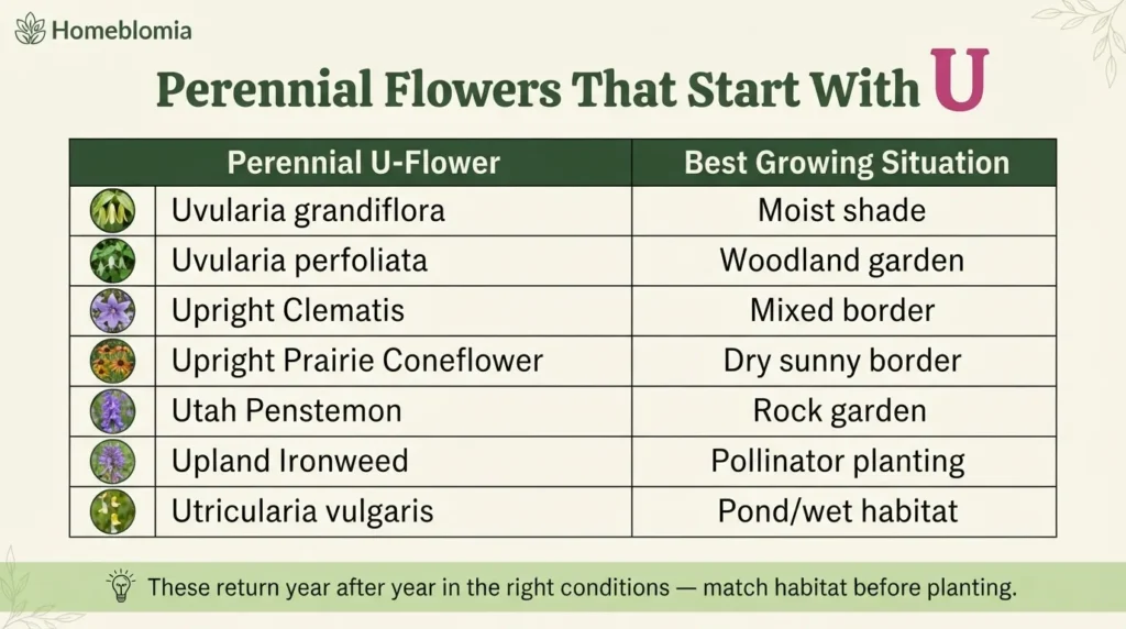Perennial Flowers That Start With U