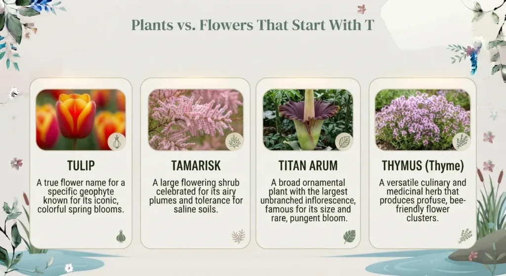 Plants vs. Flowers That Start With T