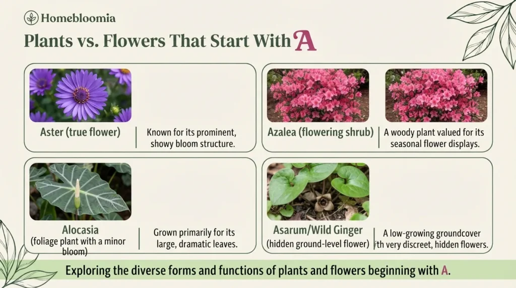 Plants vs. Flowers That Start With A