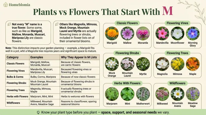 Plants vs. Flowers That Start With M