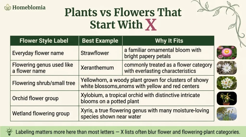 Plants vs. Flowers That Start With X