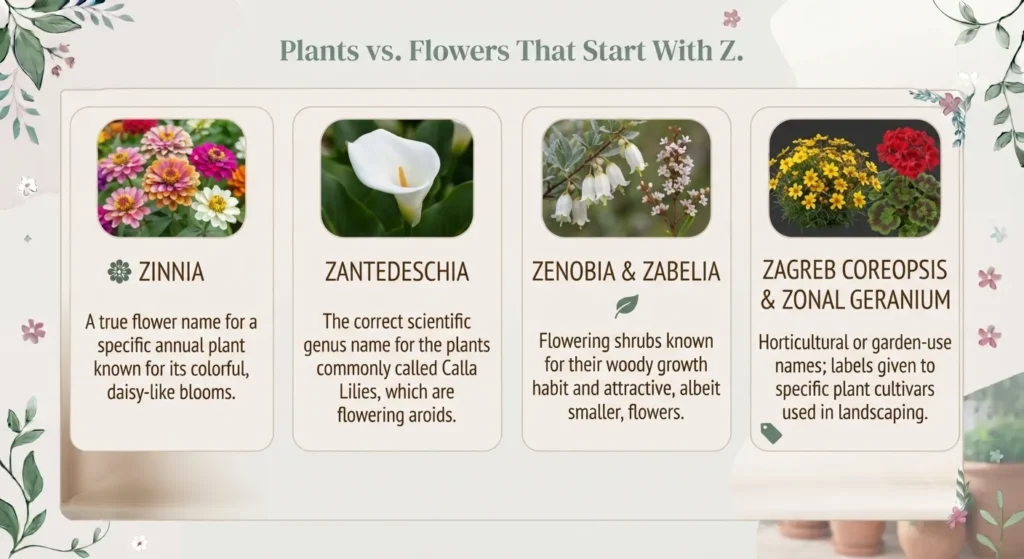 Plants vs. Flowers That Start With Z