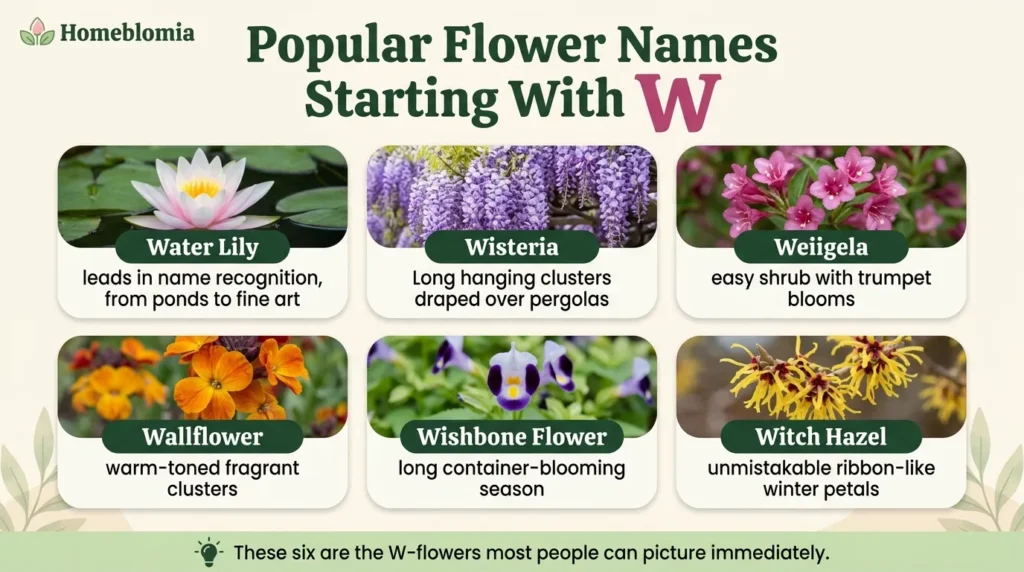 Popular Flower Names Starting With W