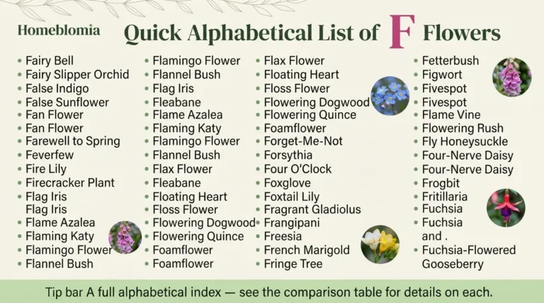 Quick Alphabetical List of F Flowers