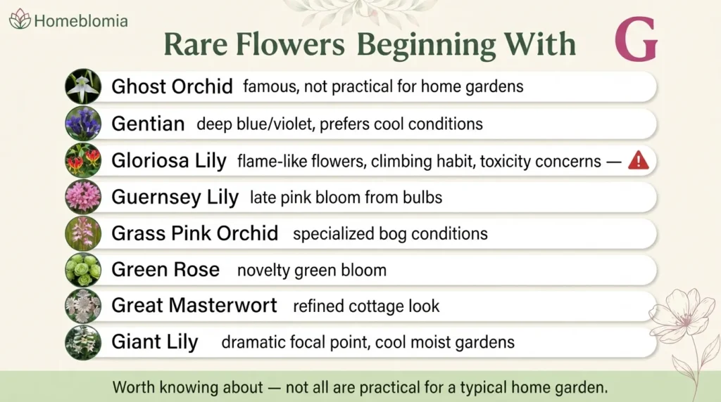 Rare Flowers Beginning With G