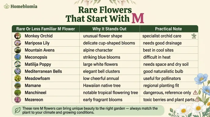 Rare Flowers That Start With M