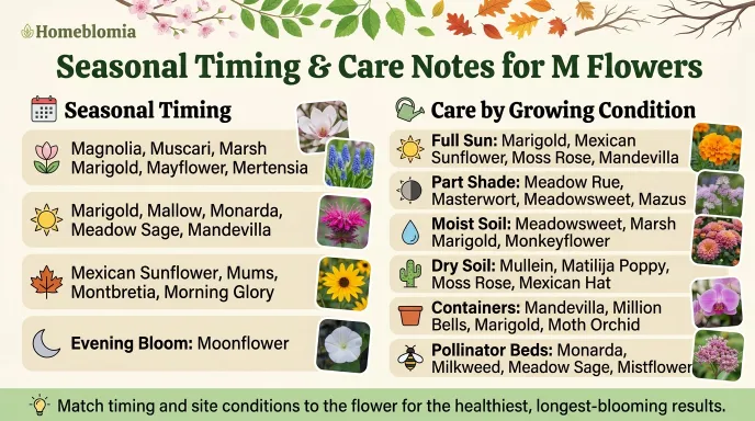Seasonal Timing and Planting Notes for M Flowers