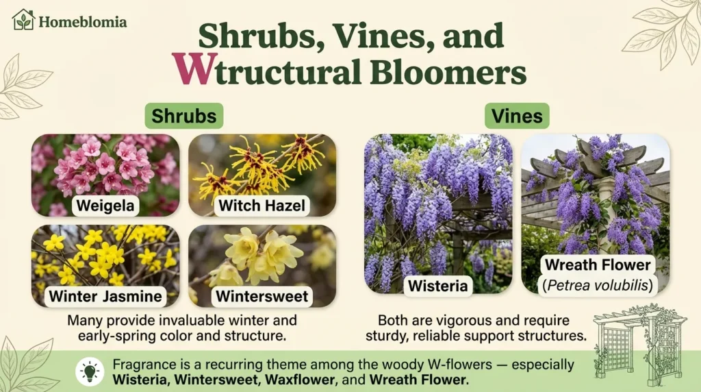 Shrubs, Vines, and Structural Bloomers