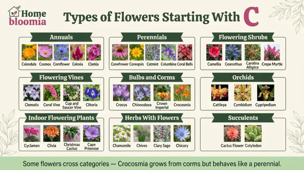 Types of Flowers Starting With C