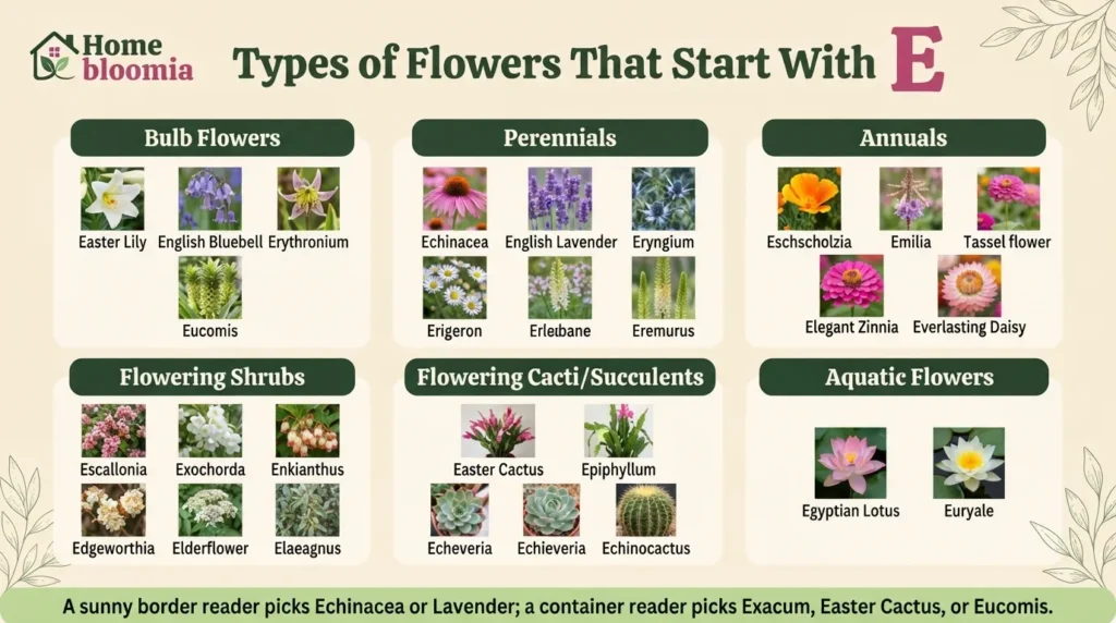 Types of Flowers That Start With E