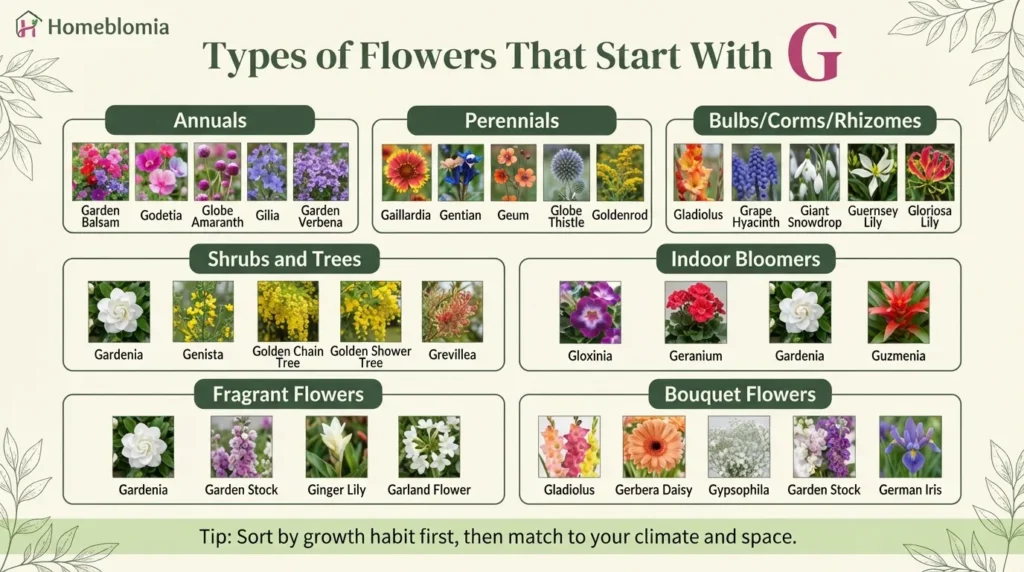 Types of Flowers That Start With G