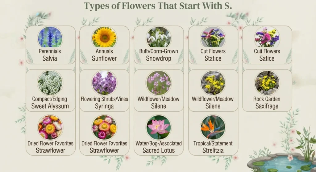 Types of Flowers That Start With S