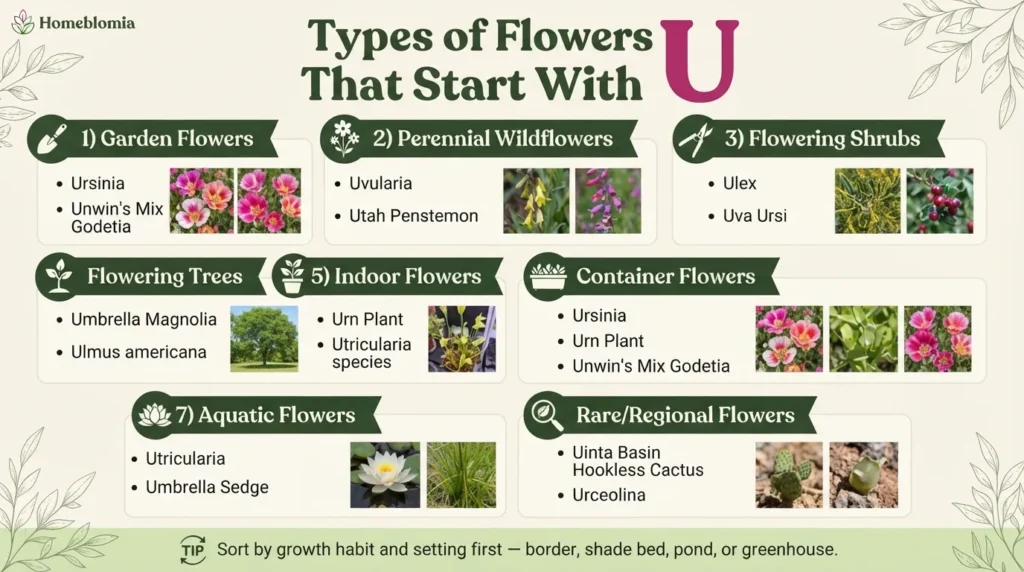Types of Flowers That Start With U