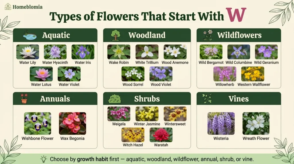Types of Flowers That Start With W