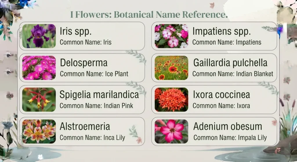 Complete I Named Flower Table With Botanical Names