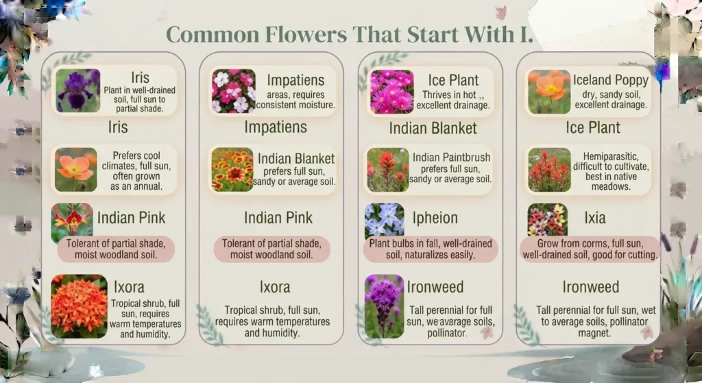 Common Flowers That Start With I