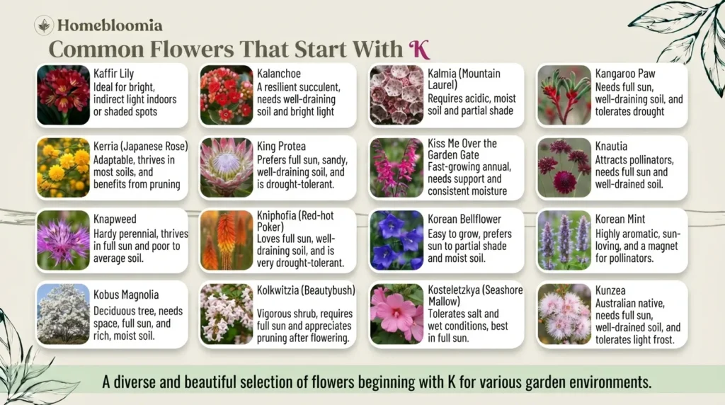 Common Flowers That Start With K