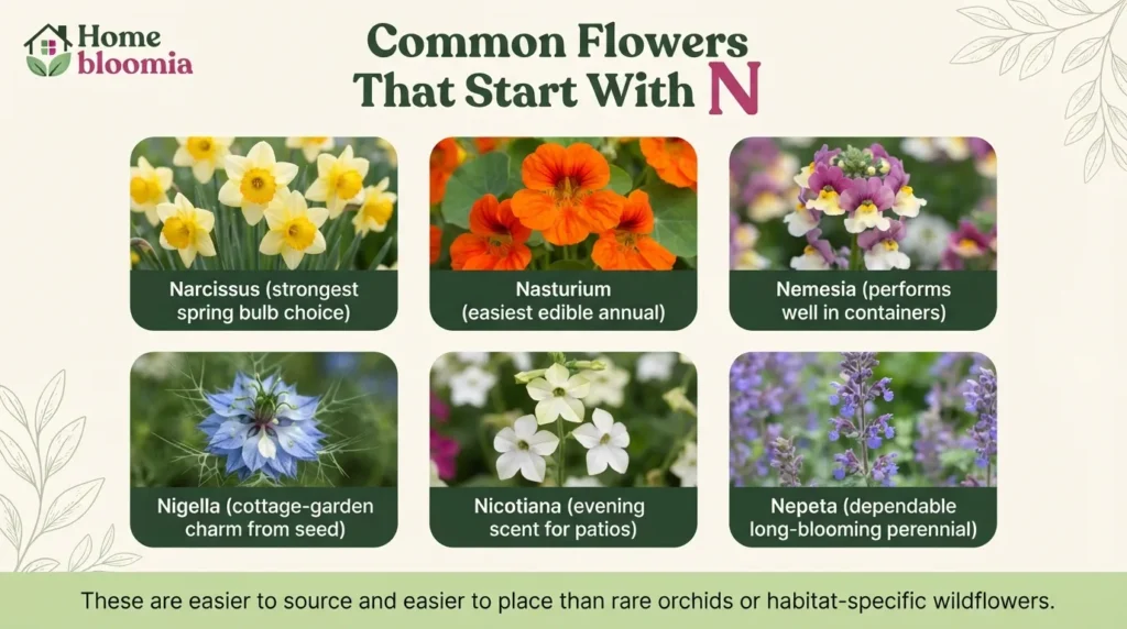 Common Flowers That Start With N in the Garden