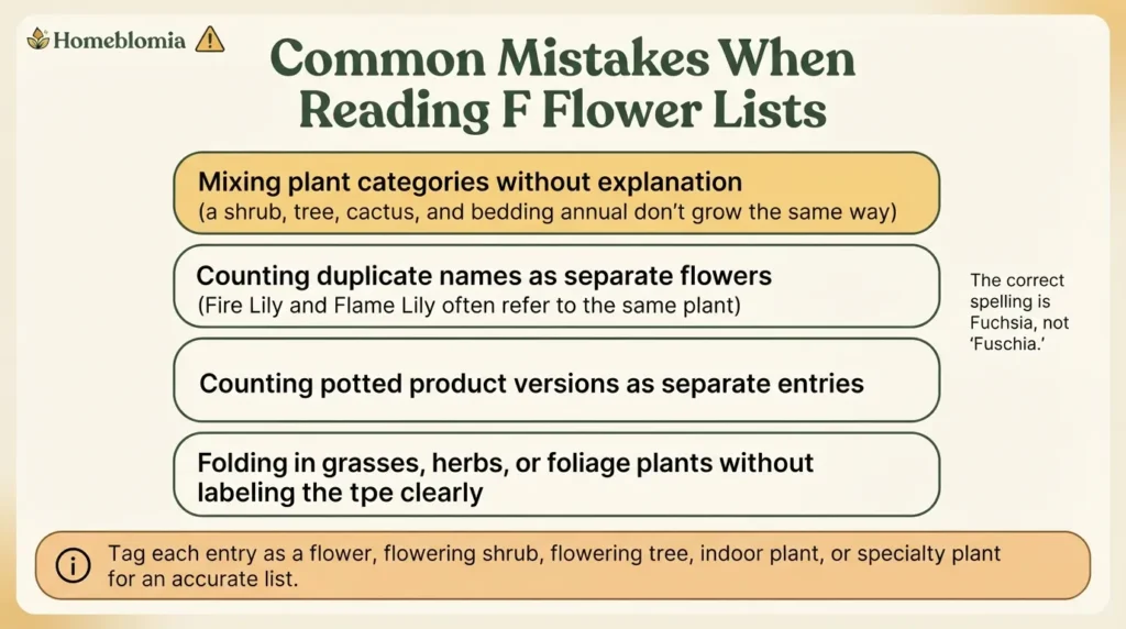 Common Mistakes When Reading F Flower Lists