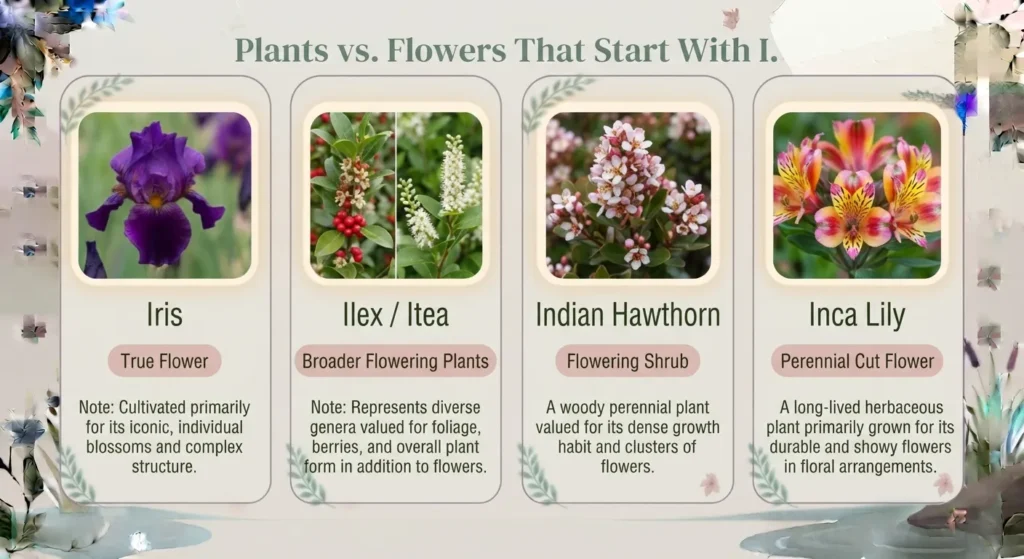 Plants vs. Flowers That Start With I