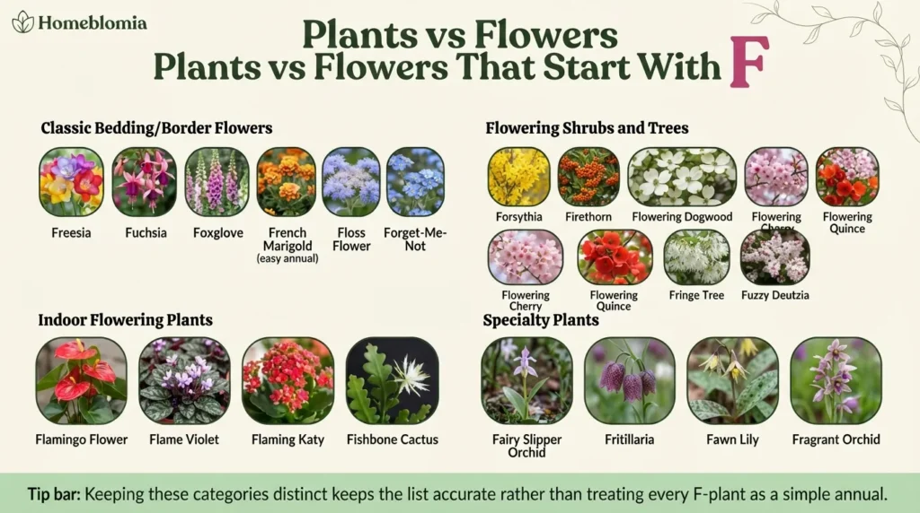 Plants vs. Flowers That Start With F