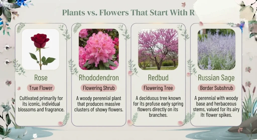 Plants vs. Flowers That Start With R