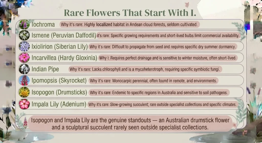Rare Flowers That Start With I