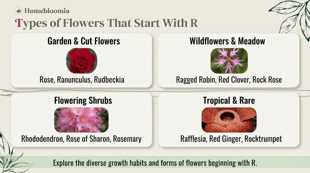 Types of Flowers That Start With R